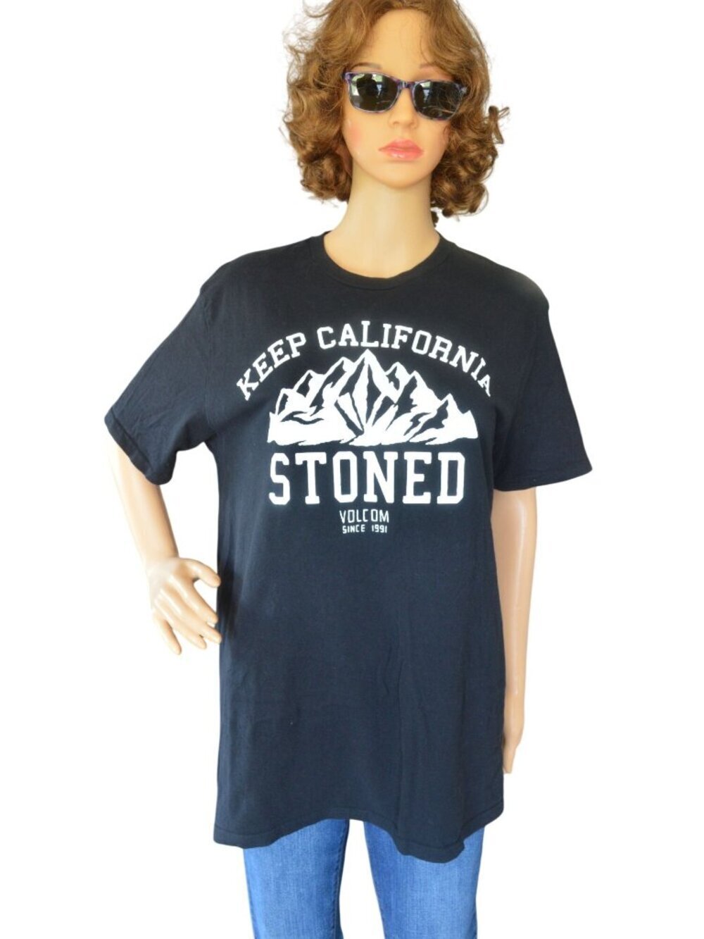 Volcom Keep California Stoned Black White Graphic T Shirt Men's Size Large